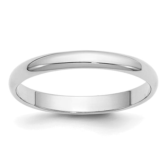 14k White Gold 2.5mm Half-Round Wedding Band Size 7.5