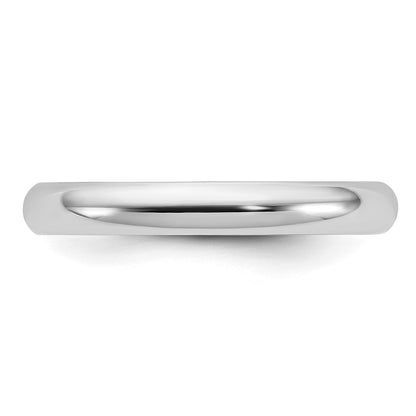 10k White Gold 3mm Half Round Wedding Band Size 11