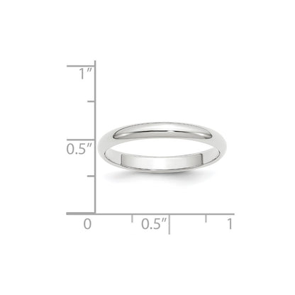 10k White Gold 3mm Half Round Wedding Band Size 5.5
