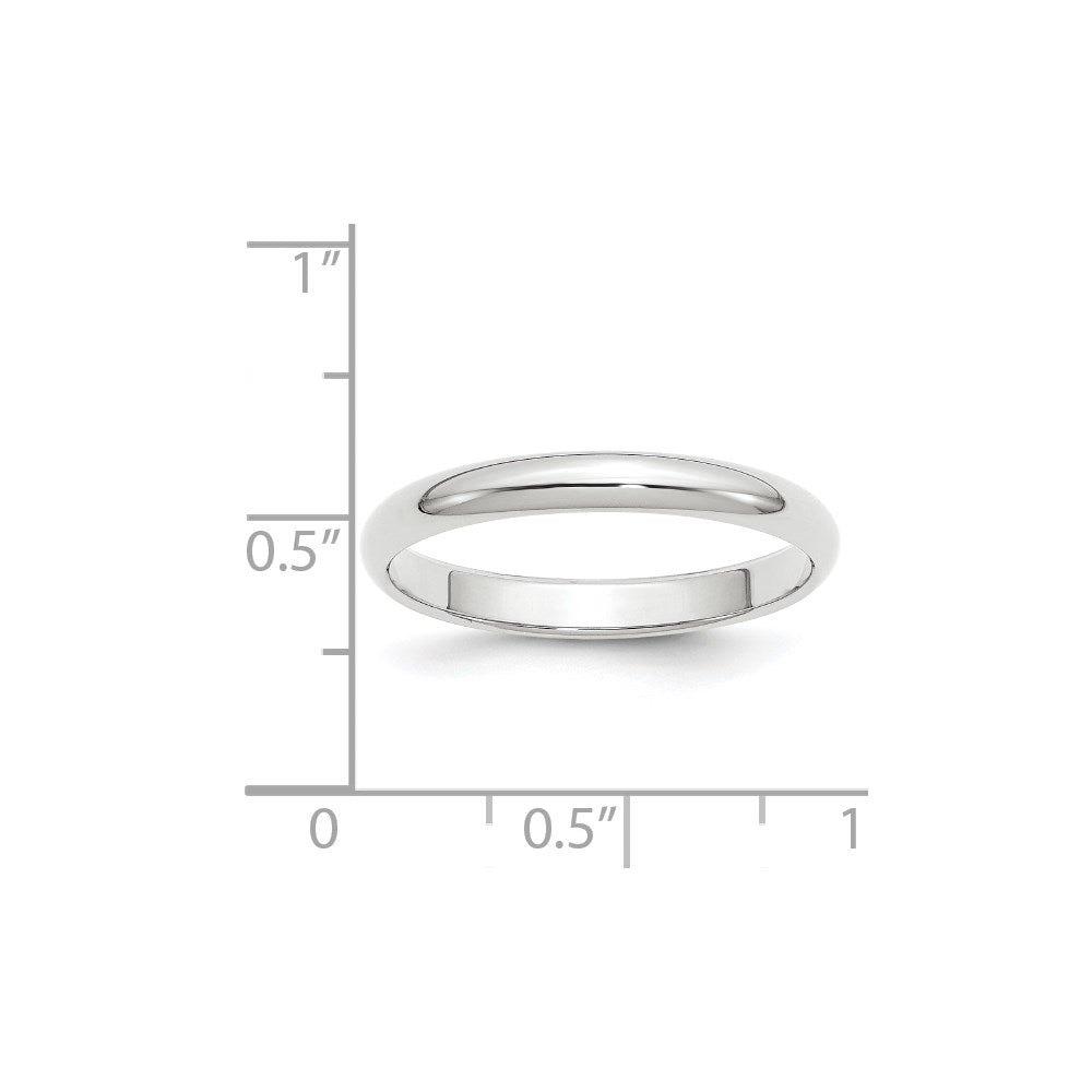 10k White Gold 3mm Half Round Wedding Band Size 7.5