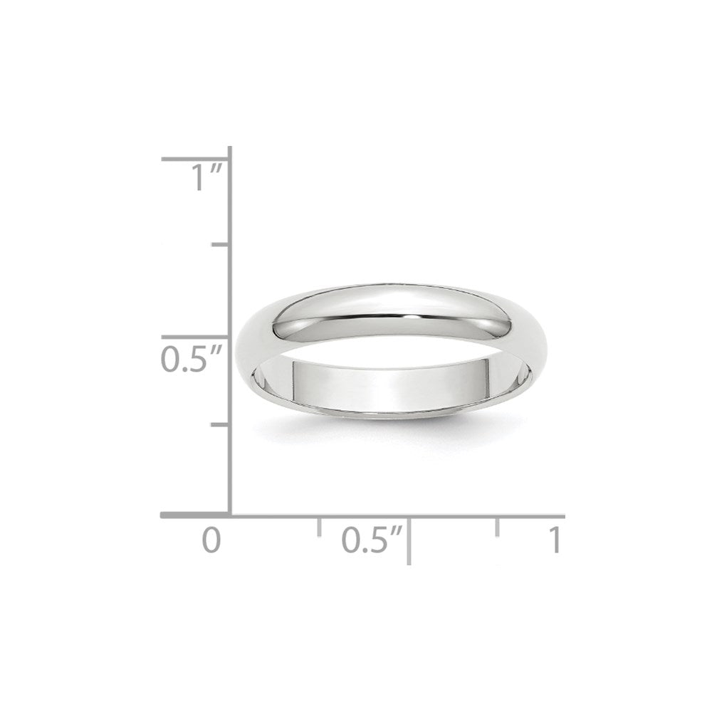 14k White Gold 4mm Half-Round Wedding Band Size 9