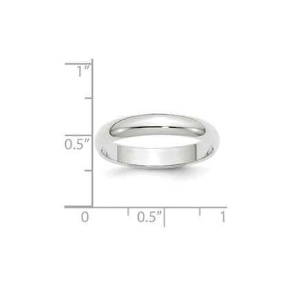 14k White Gold 4mm Half-Round Wedding Band Size 7
