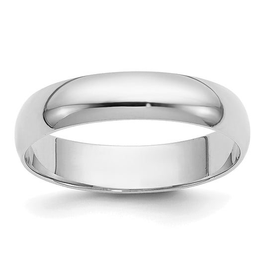 14k White Gold 4mm Half-Round Wedding Band Size 6