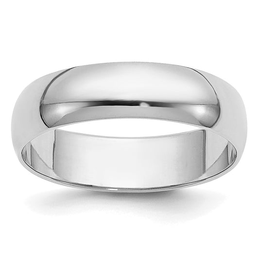 14k White Gold 5mm Half-Round Wedding Band Size 11
