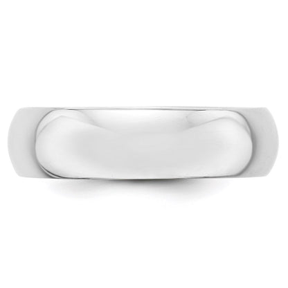 14k White Gold 6mm Half-Round Wedding Band Size 9.5