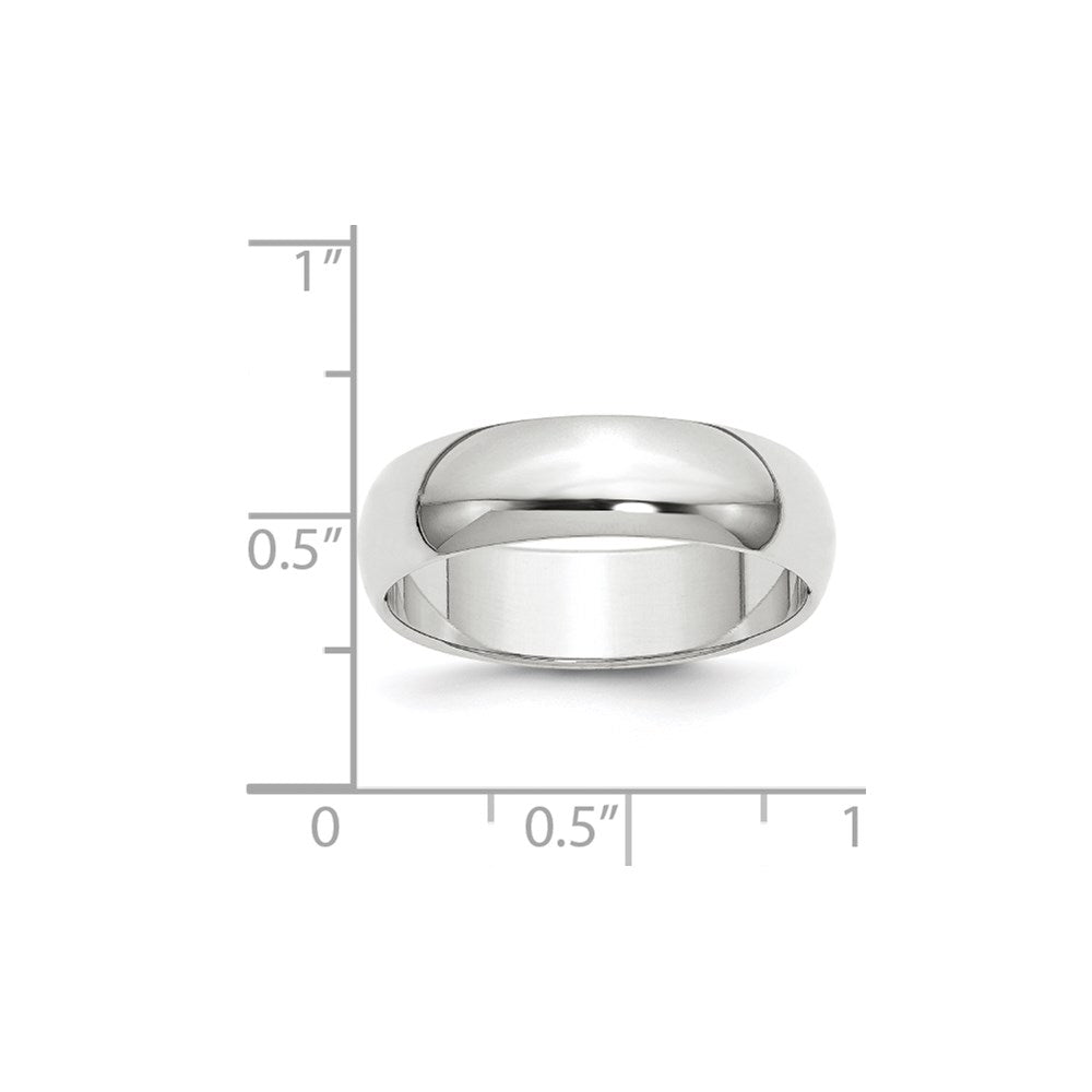 14k White Gold 6mm Half Round Wedding Band Size 13