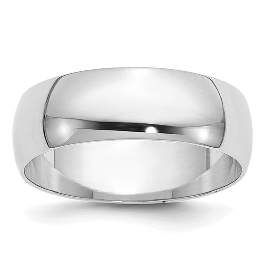 14k White Gold 6mm Half-Round Wedding Band Size 10.5