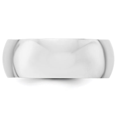 14k White Gold 8mm Half-Round Wedding Band Size 7