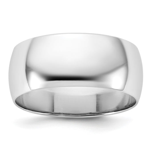 14k White Gold 8mm Half-Round Wedding Band Size 7