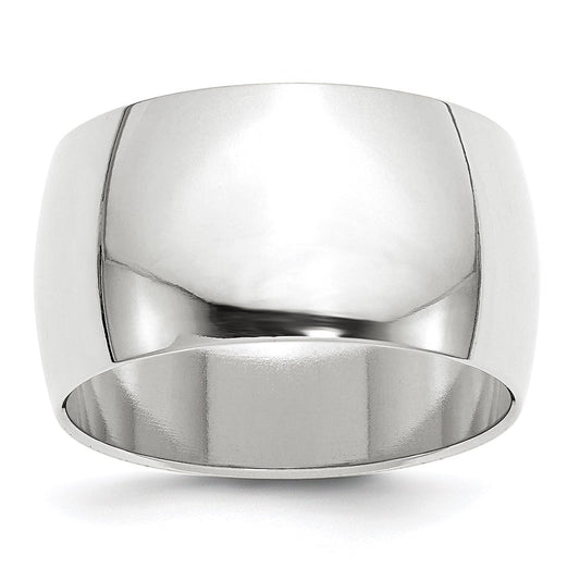 14k White Gold 12mm Half-Round Wedding Band Size 12