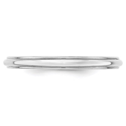 14k White Gold 2.5mm Half Round with Edge Wedding Band Size 5