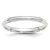 14k White Gold 2.5mm Half Round with Edge Wedding Band Size 8