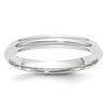 14k White Gold 3mm Half Round with Edge Wedding Band Size 13