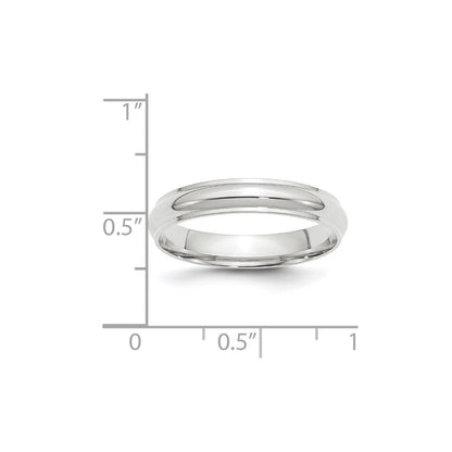 14k White Gold 4mm Half Round with Edge Wedding Band Size 13.5