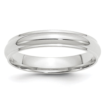14k White Gold 4mm Half Round with Edge Wedding Band Size 7.5