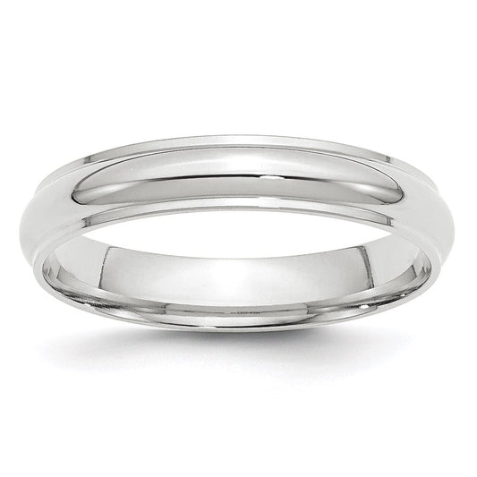 14k White Gold 4mm Half Round with Edge Wedding Band Size 7.5