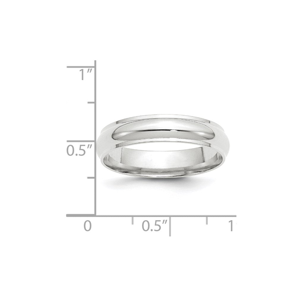 14k White Gold 5mm Half Round with Edge Wedding Band Size 10