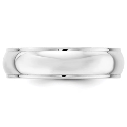 14k White Gold 6mm Half Round with Edge Wedding Band Size 6.5