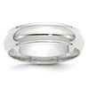 14k White Gold 6mm Half Round with Edge Wedding Band Size 6