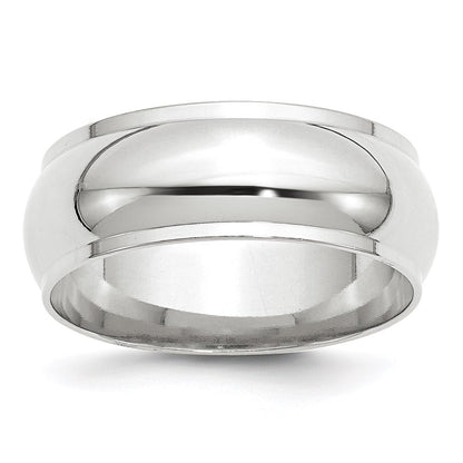 14k White Gold 8mm Half Round with Edge Wedding Band Size 11.5