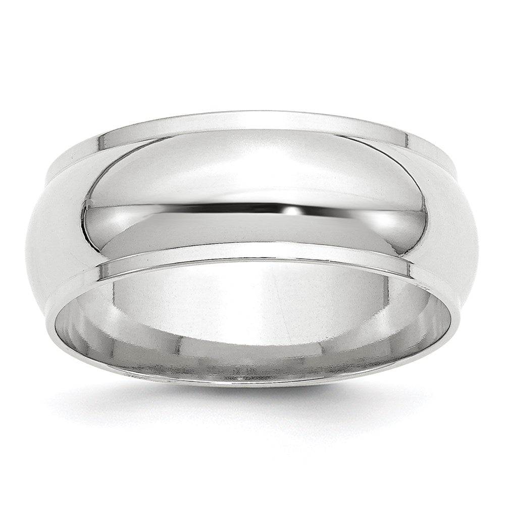 14k White Gold 8mm Half Round with Edge Wedding Band Size 13