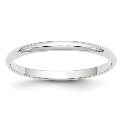 10k White Gold 2mm Lightweight Half Round Wedding Band Size 7.5