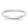 14k White Gold 2mm Lightweight Half Round Wedding Band Size 4