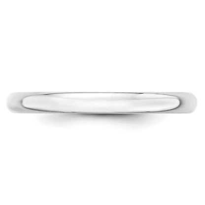14k White Gold 2.5mm Lightweight Half Round Wedding Band Size 5.5