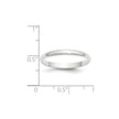 10k White Gold 2.5mm Lightweight Half Round Wedding Band Size 8