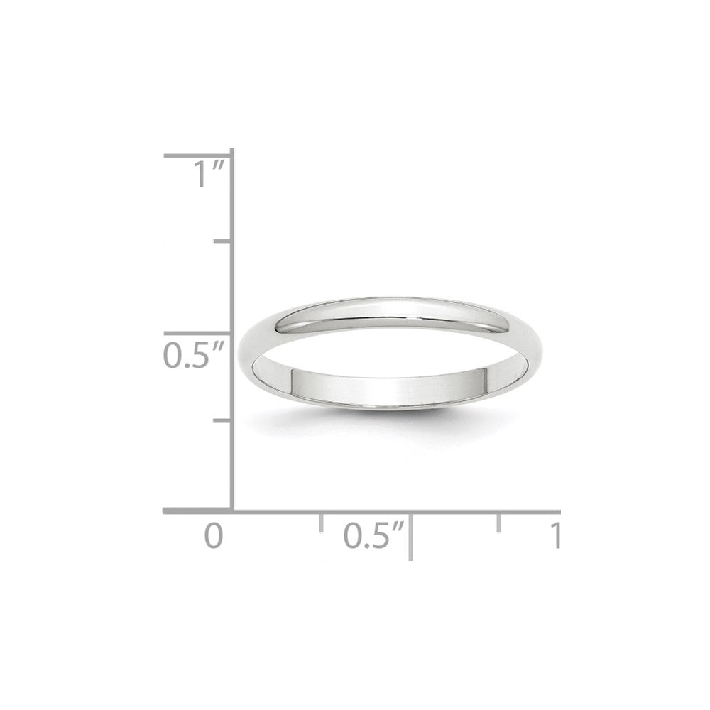 10k White Gold 2.5mm Lightweight Half Round Wedding Band Size 8