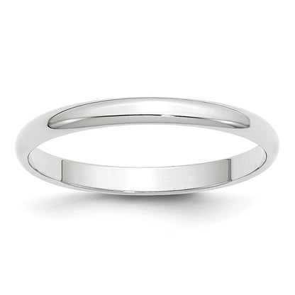 10k White Gold 2.5mm Lightweight Half Round Wedding Band Size 7