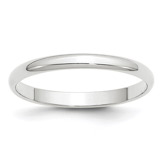 10k White Gold 2.5mm Lightweight Half Round Wedding Band Size 10