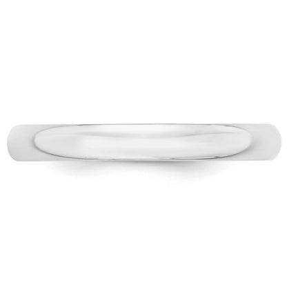 14k White Gold 3mm Lightweight Half Round Wedding Band Size 5