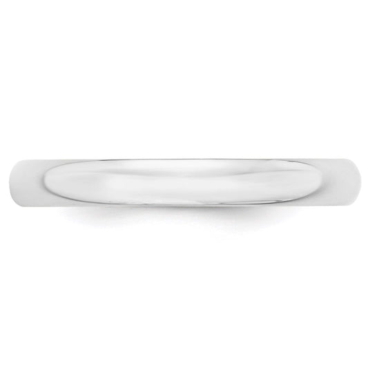 14k White Gold 3mm Lightweight Half Round Wedding Band Size 10