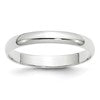 14k White Gold 3mm Lightweight Half Round Wedding Band Size 7