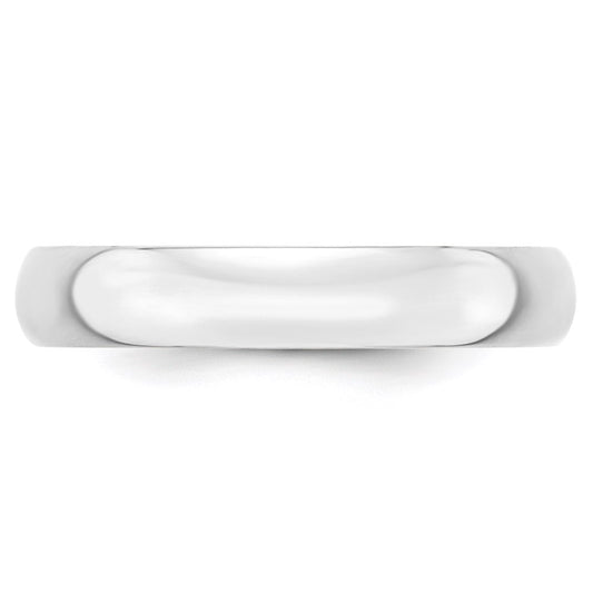 14k White Gold 4mm Lightweight Half Round Wedding Band Size 13
