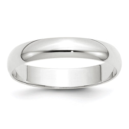 14k White Gold 4mm Lightweight Half Round Wedding Band Size 5