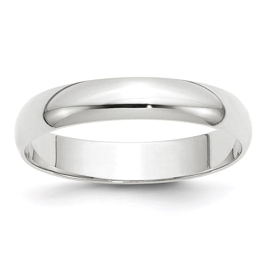 14k White Gold 4mm Lightweight Half Round Wedding Band Size 5