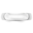14k White Gold 5mm Lightweight Half Round Wedding Band Size 10.5