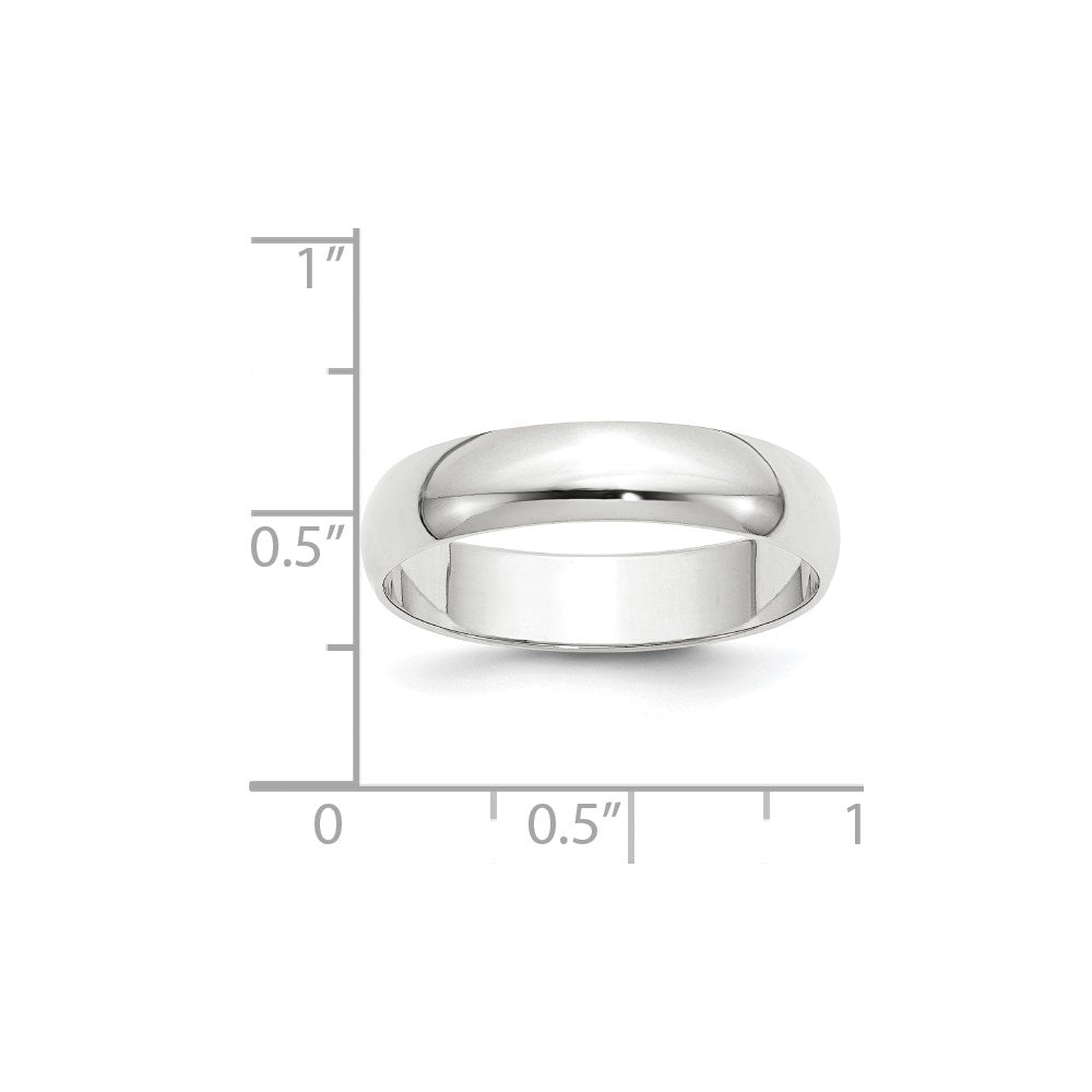 14k White Gold 5mm Lightweight Half Round Wedding Band Size 7