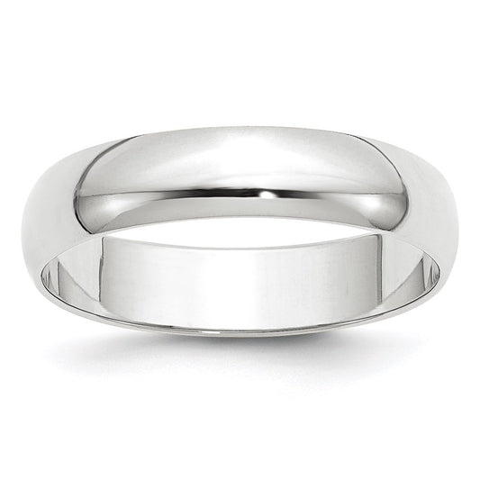 14k White Gold 5mm Lightweight Half Round Wedding Band Size 9.5