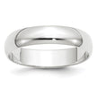 14k White Gold 5mm Lightweight Half Round Wedding Band Size 10.5