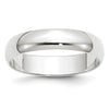 14k White Gold 5mm Lightweight Half Round Wedding Band Size 10.5