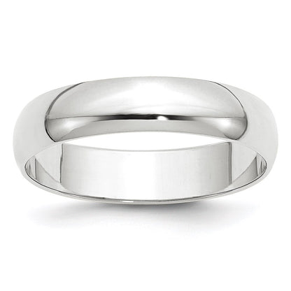 10k White Gold 5mm Lightweight Half Round Wedding Band Size 9
