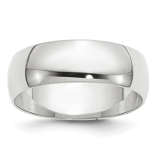14k White Gold 6mm Lightweight Half Round Wedding Band Size 8