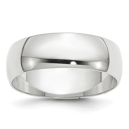 14k White Gold 6mm Lightweight Half Round Wedding Band Size 4.5