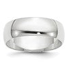 14k White Gold 6mm Lightweight Half Round Wedding Band Size 13
