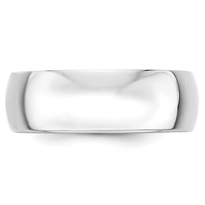 10k White Gold 7mm Lightweight Half Round Wedding Band Size 10.5