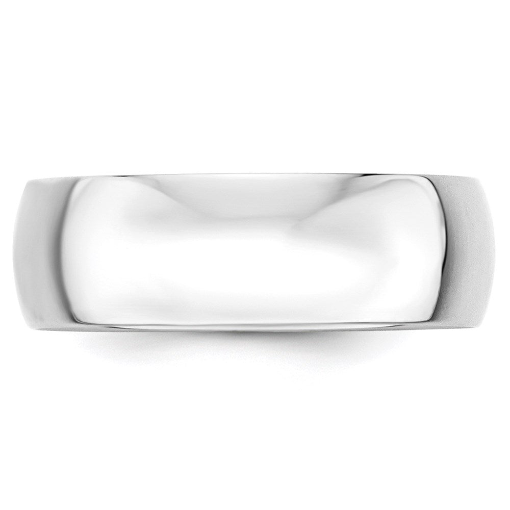 14k White Gold 7mm Lightweight Half Round Wedding Band Size 9