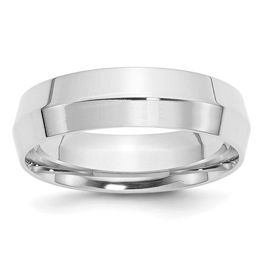 14k White Gold 6mm Knife Edge Comfort Fit Wedding Band Size 6